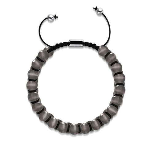 Anthrazit | Silber | Doppeltes Makramee-Armband aus Cheshire-Glas
